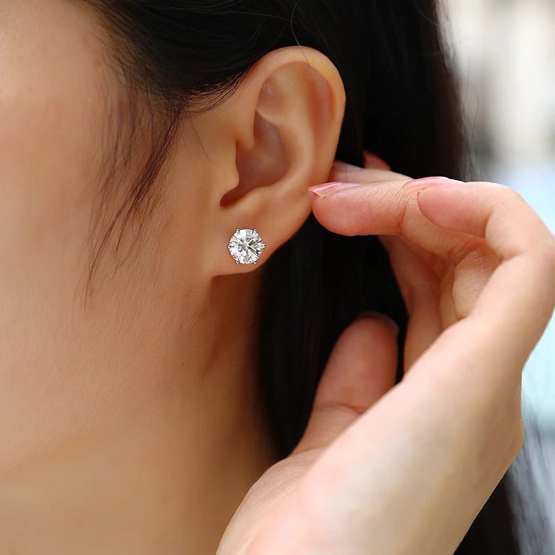 1ct Moissanite Classic Stud Earrings – 925 Sterling Silver — photo 3 of 7
