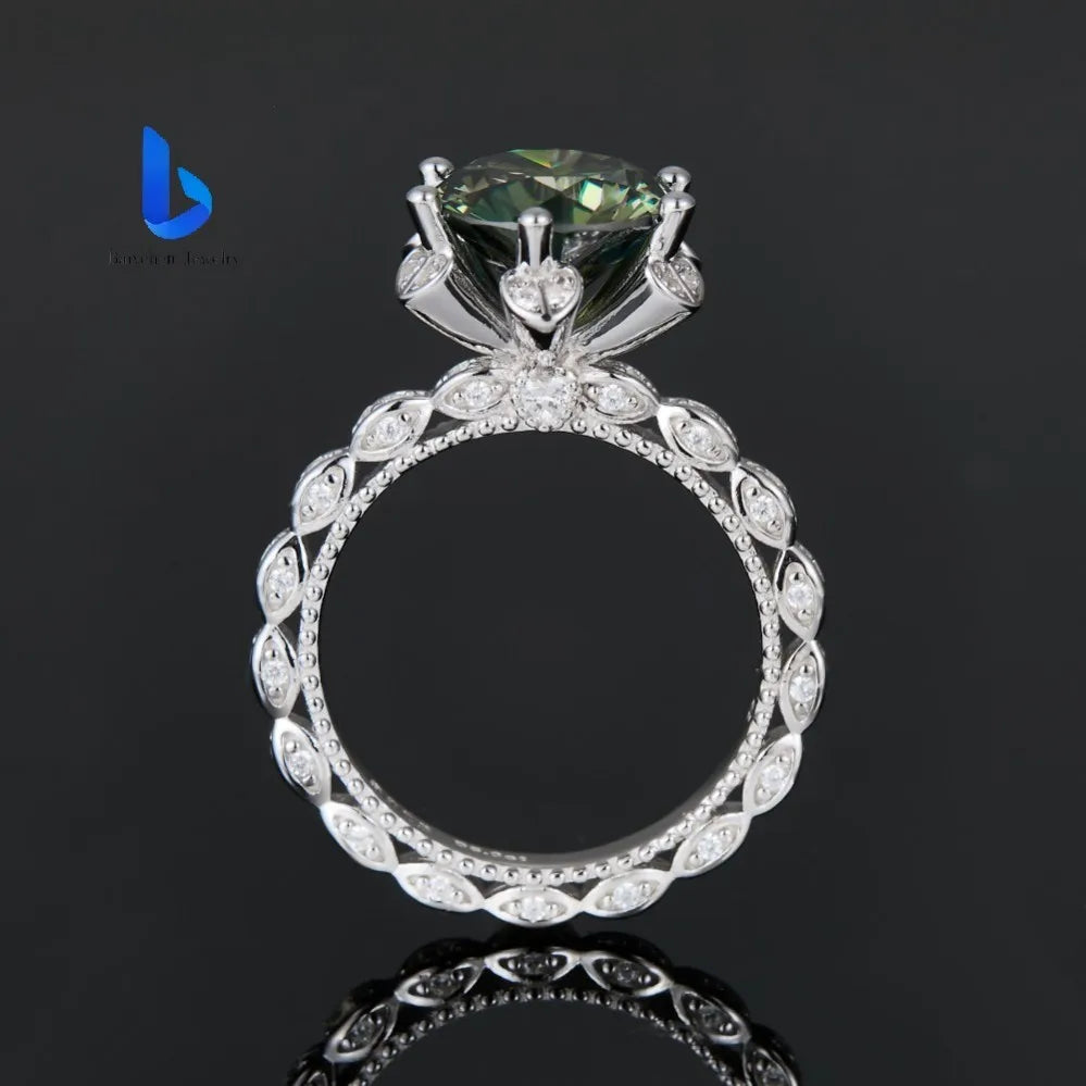 5ct Green Moissanite Vintage Flower Ring – 925 Sterling Silver | 18K Gold — photo 4 of 7