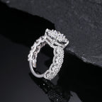 Moissanite Halo Engagement Ring – 925 Sterling Silver | White Gold Finish — photo 2 of 7