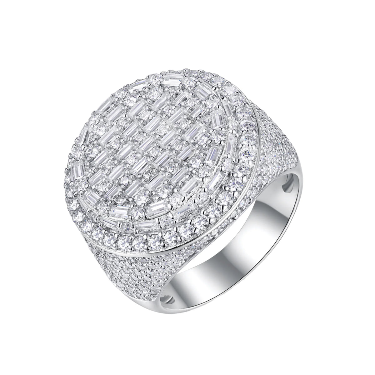 VVS Moissanite Iced Out Cluster Ring – 925 Sterling Silver | 18K White Gold | GRA Certified — photo 1 of 7