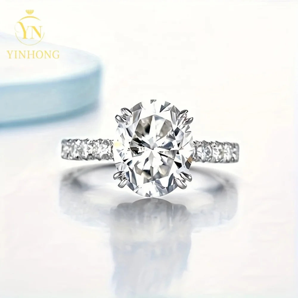 5ct Oval Moissanite Hidden Halo Ring – 925 Sterling Silver | 18K Gold — photo 6 of 7