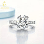 5ct Oval Moissanite Hidden Halo Ring – 925 Sterling Silver | 18K Gold — photo 6 of 7
