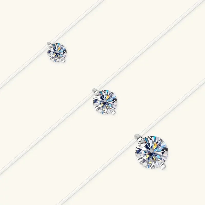 Floating Moissanite Choker Necklace – 925 Sterling Silver | Rhodium Plated — photo 4 of 7