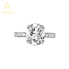 5ct Oval Moissanite Hidden Halo Ring – 925 Sterling Silver | 18K Gold — photo 3 of 7