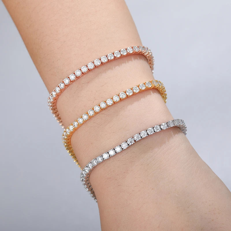VVS Moissanite Tennis Bracelet – 925 Sterling Silver | 2mm–6mm | Gold & White Gold | GRA Certified — photo 4 of 16
