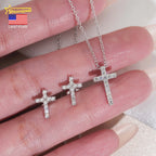 Moissanite Cross Pendant Necklace & Stud Earrings Set – 925 Sterling Silver — photo 2 of 7
