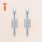 925 Sterling Silver Moissanite Cylinder Hoop Earrings – Pavé Set — photo 6 of 7
