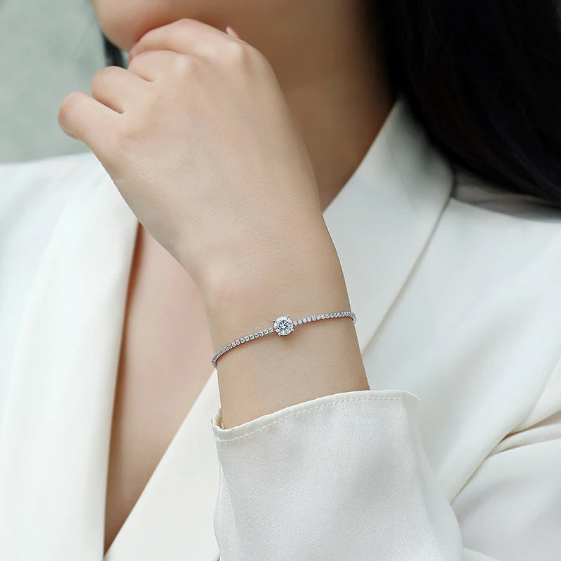 925 Silver Moissanite Tennis Bracelet – Round Cut — photo 3 of 7