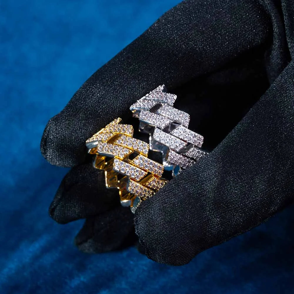 Iced Out 2-Row Cuban Link Moissanite Ring – 925 Sterling Silver | VVS D Color — photo 8 of 8