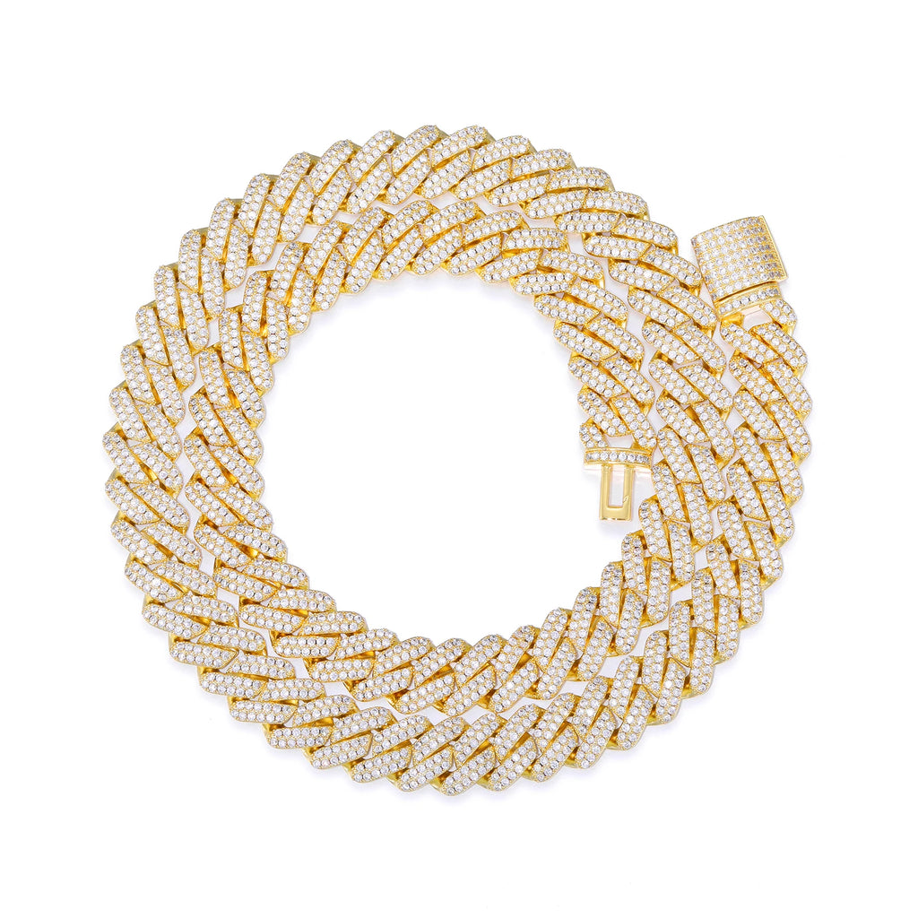 14mm Iced Out CZ Cuban Link Chain Necklace – 18K Gold-Tone & White Gold — photo 7 of 8