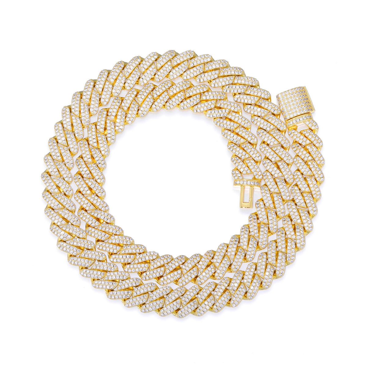 14mm Iced Out CZ Cuban Link Chain Necklace – 18K Gold-Tone & White Gold — photo 7 of 8