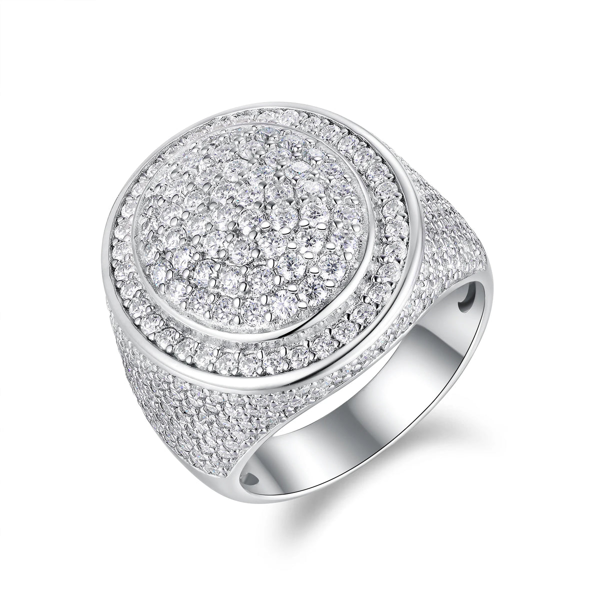 VVS1 Moissanite Full Pave Hip Hop Ring – 925 Sterling Silver | Gold Plated | GRA Certified — photo 1 of 7