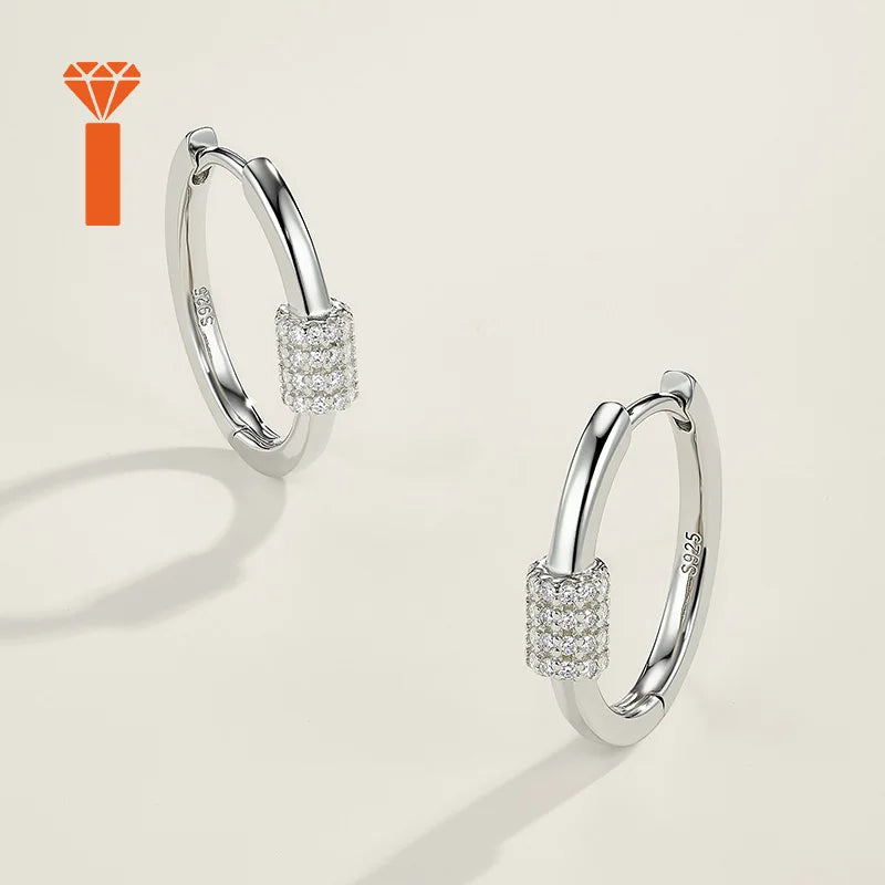 925 Sterling Silver Moissanite Cylinder Hoop Earrings – Pavé Set — photo 7 of 7