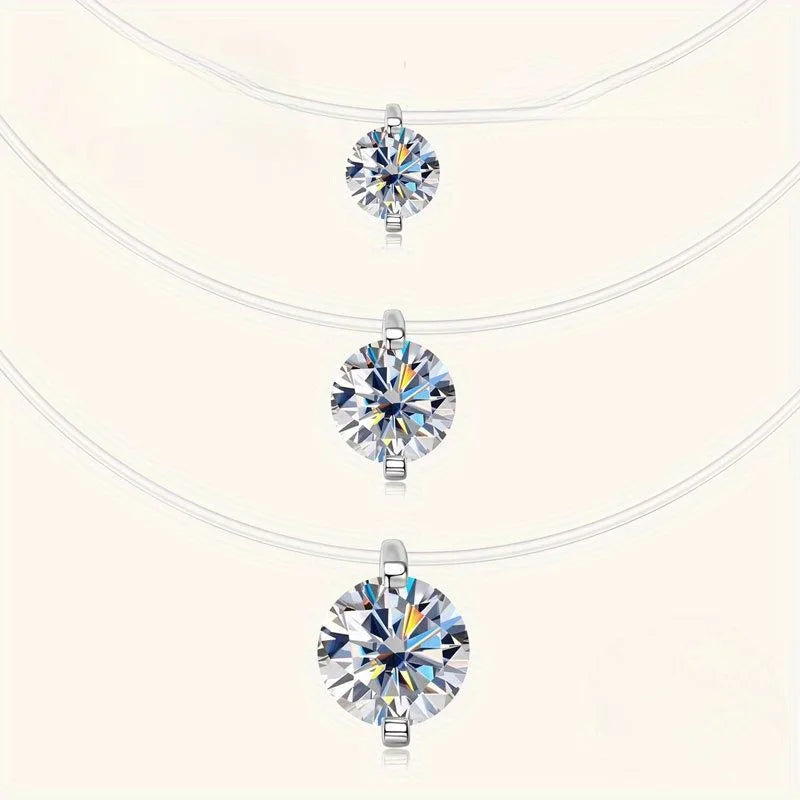 Floating Moissanite Choker Necklace – 925 Sterling Silver | Rhodium Plated — photo 5 of 7