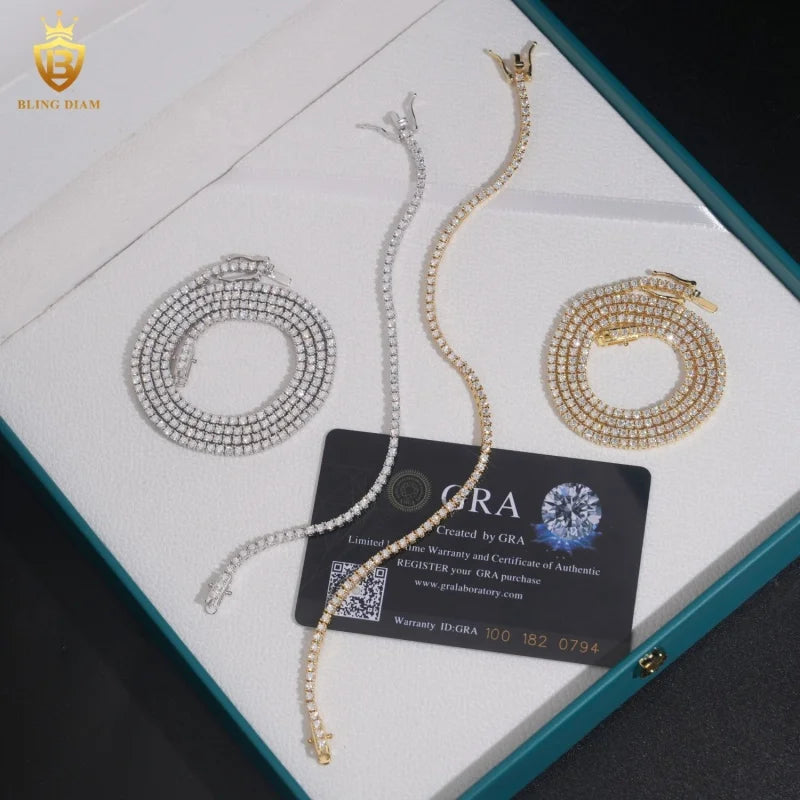 925 Silver VVS Moissanite 2mm Tennis Chain & Bracelet – Iced Out — photo 3 of 8