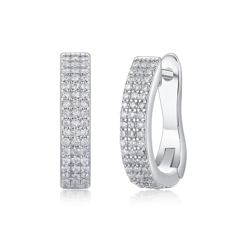 925 Silver Triple Row Moissanite Huggie Earrings – Gold Plated — photo 7 of 7