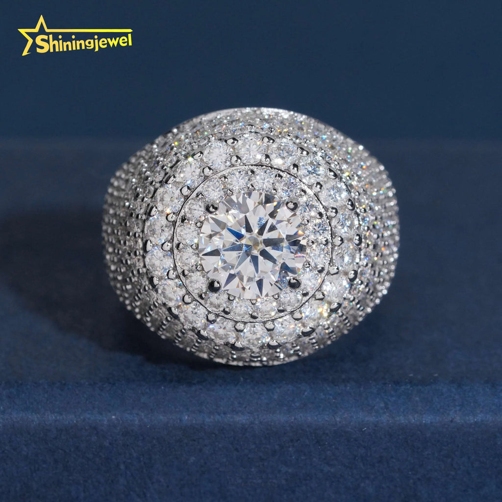 Iced Out Moissanite Hip Hop Ring – 925 Sterling Silver | GRA Certified — photo 6 of 7