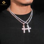 VVS Moissanite Crown Cross Pendant – 925 Sterling Silver | Silver & Rose Gold | GRA Certified — photo 5 of 8