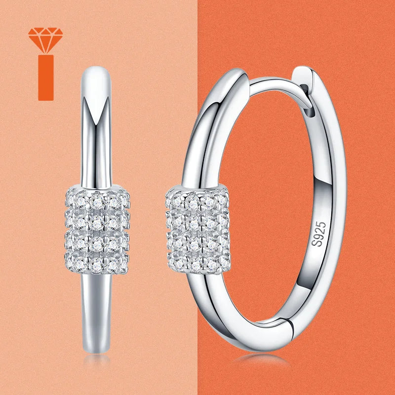 925 Sterling Silver Moissanite Cylinder Hoop Earrings – Pavé Set — photo 3 of 7