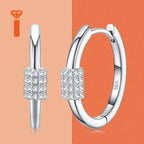 925 Sterling Silver Moissanite Cylinder Hoop Earrings – Pavé Set — photo 3 of 7