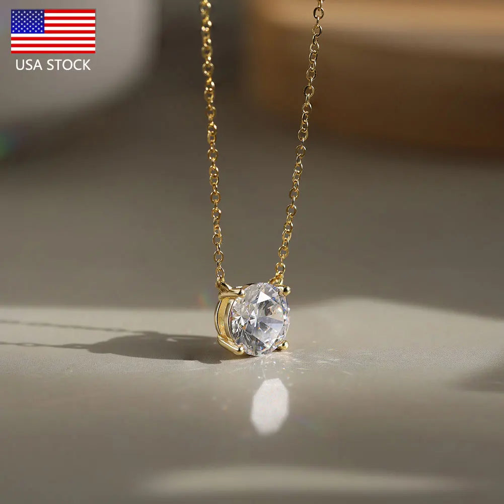 925 Silver VVS Moissanite 4-Prong Solitaire Pendant Necklace – D Color | GRA Certified — photo 1 of 10