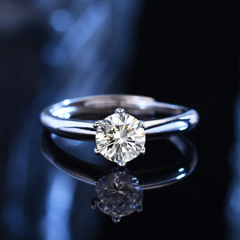 D Color Moissanite Solitaire Ring – 925 Sterling Silver | 0.5ct, 1ct, 2ct | GRA Certified