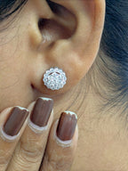 1ct Halo Moissanite Stud Earrings – 925 Sterling Silver
