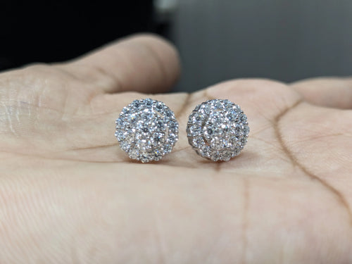 1ct Halo Moissanite Stud Earrings – 925 Sterling Silver