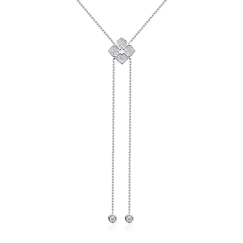 925 Silver Floral Moissanite Pendant Necklace