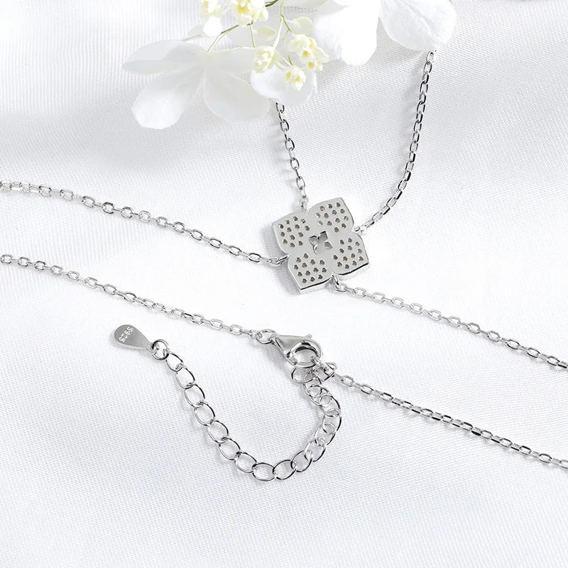925 Silver Floral Moissanite Pendant Necklace