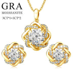 D Color VVS1 Moissanite Jewelry Set – 925 Sterling Silver | Necklace, Earrings & Bangle | GRA Certified