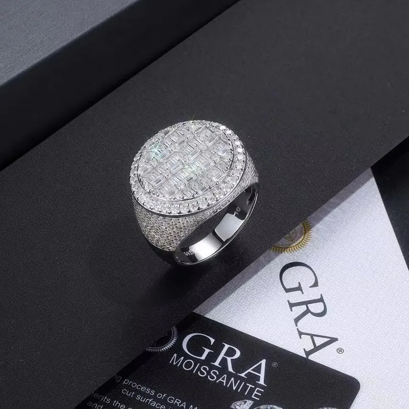 Baguette Moissanite Ring – 925 Silver, 18K White Gold Plated - DB Diamonds