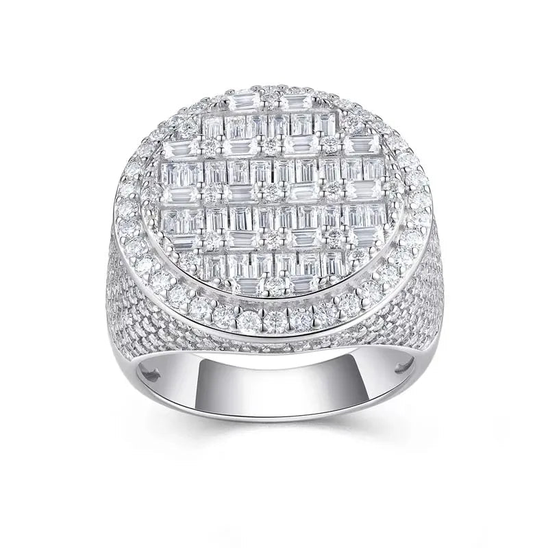 Baguette Moissanite Ring – 925 Silver, 18K White Gold Plated - DB Diamonds
