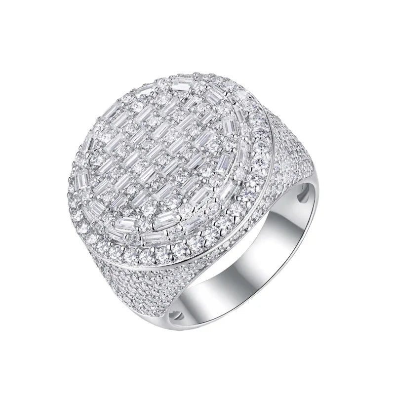 Baguette Moissanite Ring – 925 Silver, 18K White Gold Plated - DB Diamonds