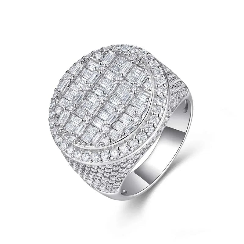 Baguette Moissanite Ring – 925 Silver, 18K White Gold Plated - DB Diamonds