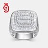 Cushion Signet Ring – Full Pavé Moissanite, 925 Sterling Silver - DB Diamonds