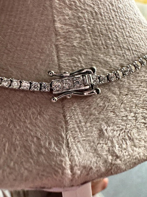 D-VVS Moissanite Tennis Chain – 925 Sterling Silver, Full Pavé - DB Diamonds