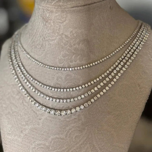 D-VVS Moissanite Tennis Chain – 925 Sterling Silver, Full Pavé - DB Diamonds