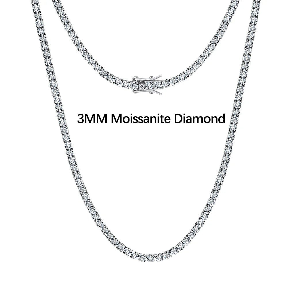 D-VVS Moissanite Tennis Chain – 925 Sterling Silver, Full Pavé - DB Diamonds
