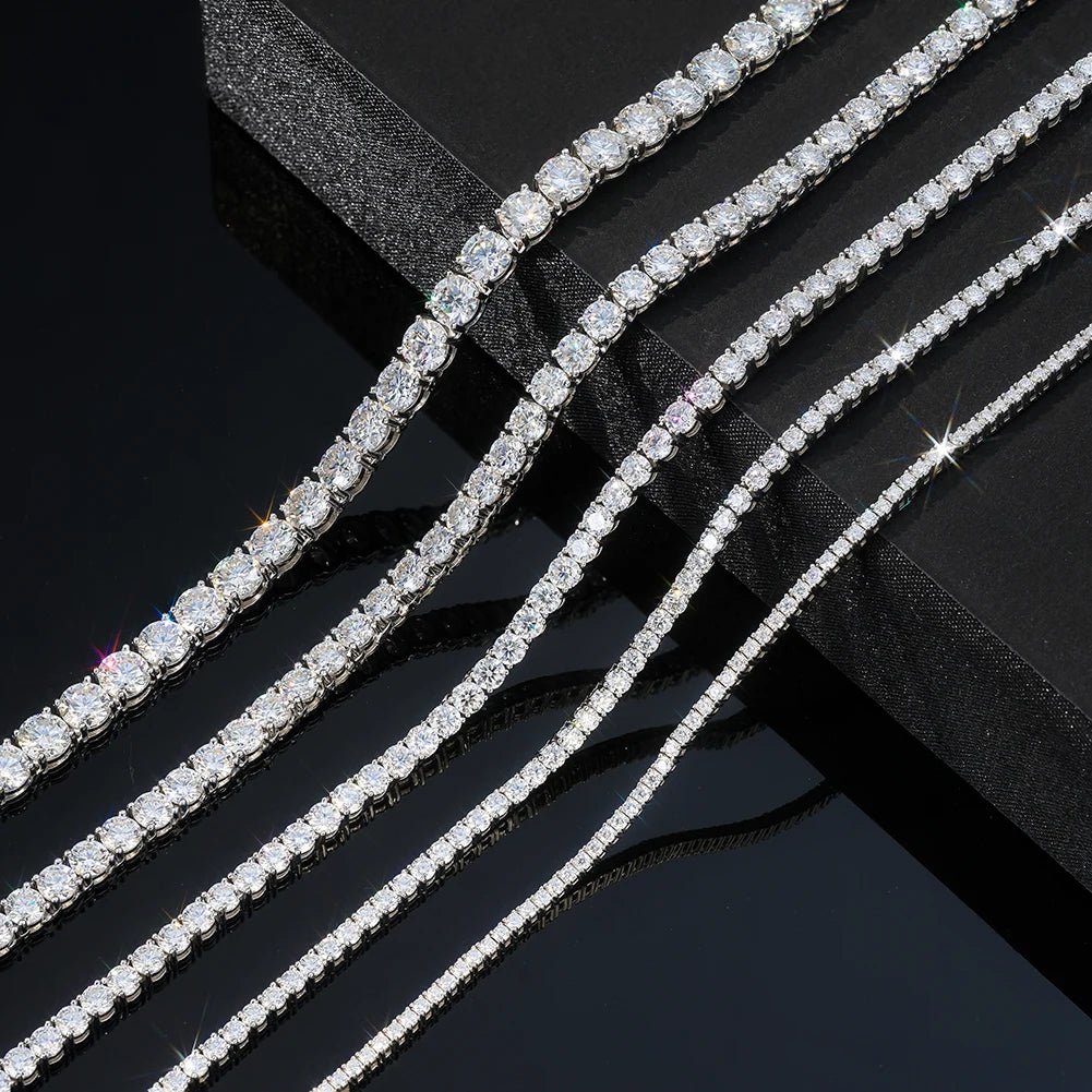 D-VVS Moissanite Tennis Chain – 925 Sterling Silver, Full Pavé - DB Diamonds