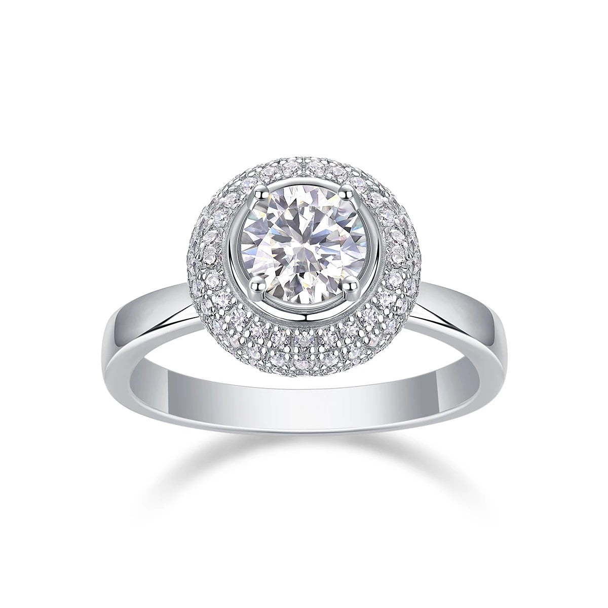 Elegant Halo Moissanite Ring – White Gold Plated S925 Silver - DB Diamonds