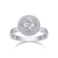 Elegant Halo Moissanite Ring – White Gold Plated S925 Silver - DB Diamonds
