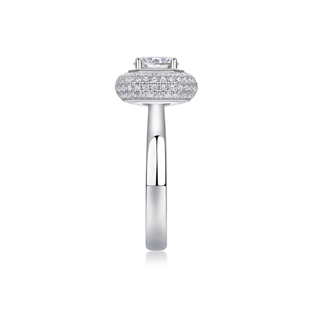 Elegant Halo Moissanite Ring – White Gold Plated S925 Silver - DB Diamonds