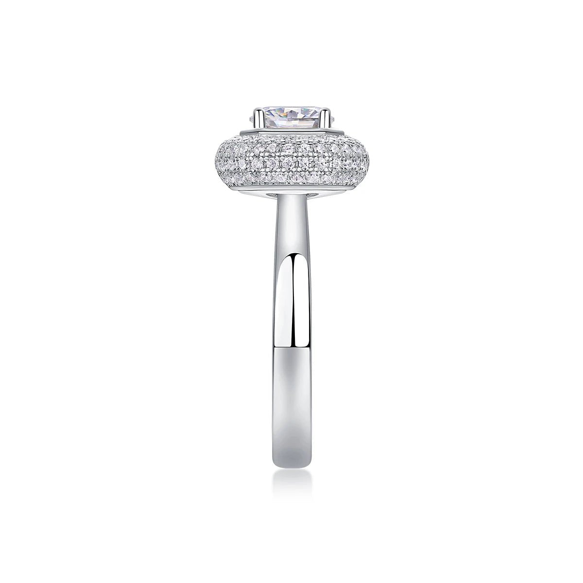 Elegant Halo Moissanite Ring – White Gold Plated S925 Silver - DB Diamonds