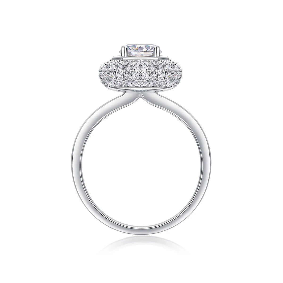 Elegant Halo Moissanite Ring – White Gold Plated S925 Silver - DB Diamonds