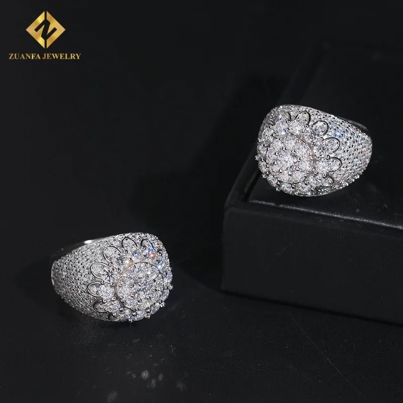 GRA Certified Moissanite Iced Out Ring – 925 Sterling Silver, Hip Hop - DB Diamonds
