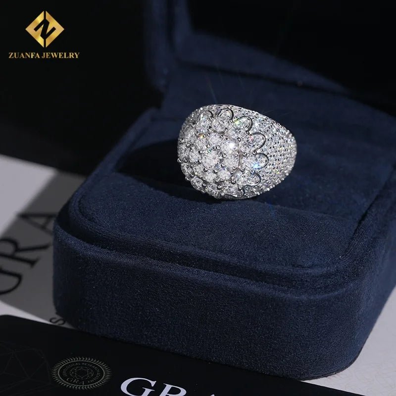 GRA Certified Moissanite Iced Out Ring – 925 Sterling Silver, Hip Hop - DB Diamonds