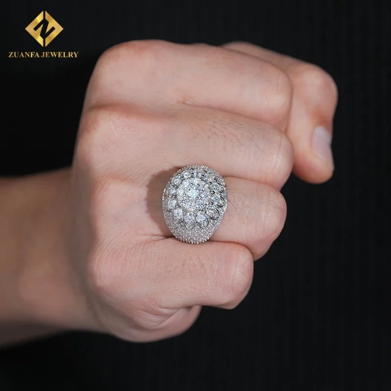GRA Certified Moissanite Iced Out Ring – 925 Sterling Silver, Hip Hop - DB Diamonds