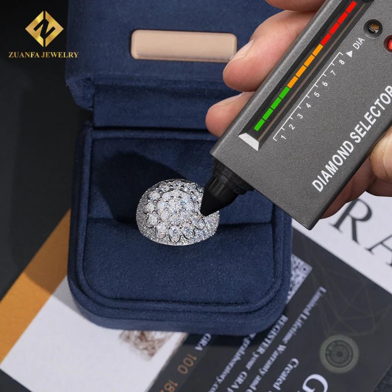 GRA Certified Moissanite Iced Out Ring – 925 Sterling Silver, Hip Hop - DB Diamonds