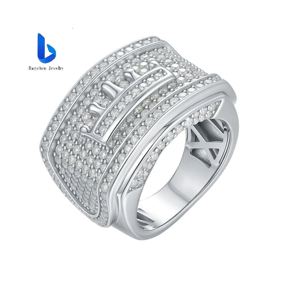 Iced Out Moissanite Wedding Band – 18K Gold Plated, 925 Silver - DB Diamonds